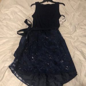 Women R&K Sequined High-Low Navy Blue Dress size 4